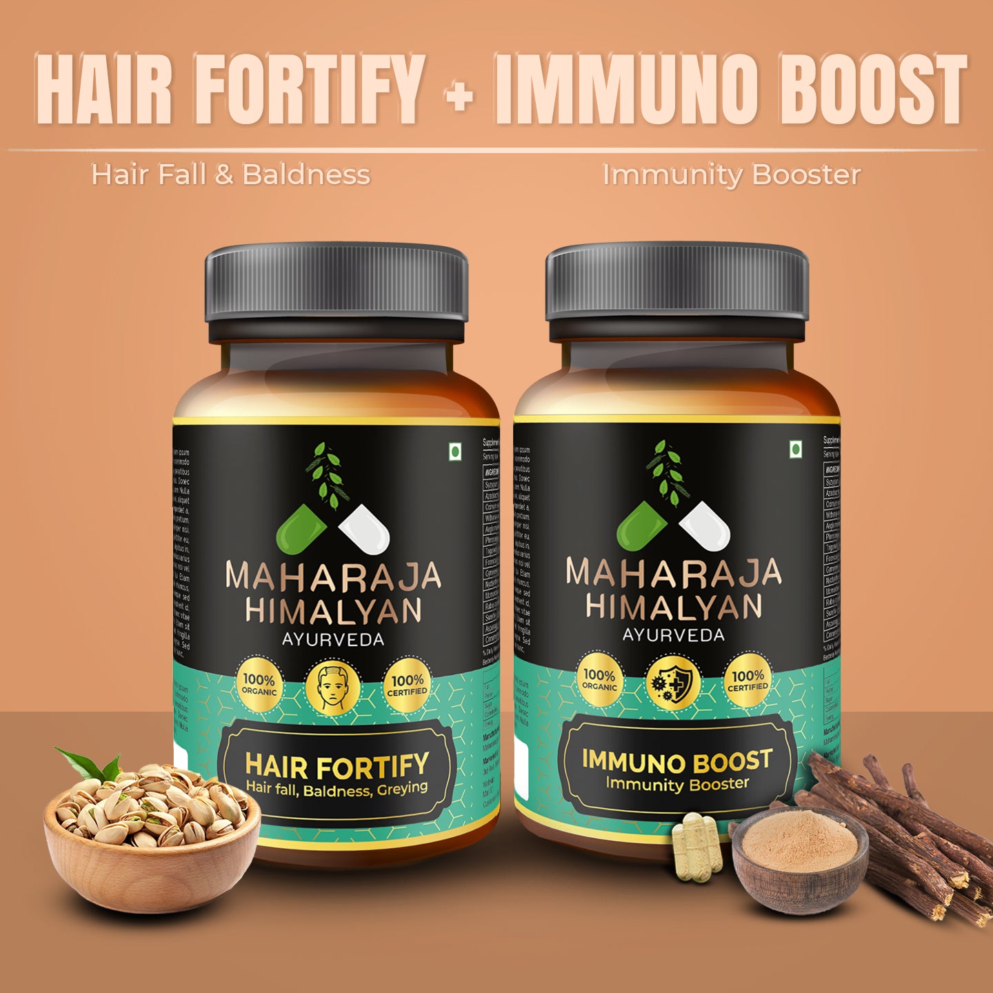 Hair Fortify and Immuno Boost Ayurvedic Capsules for Hair Strength and Immunity